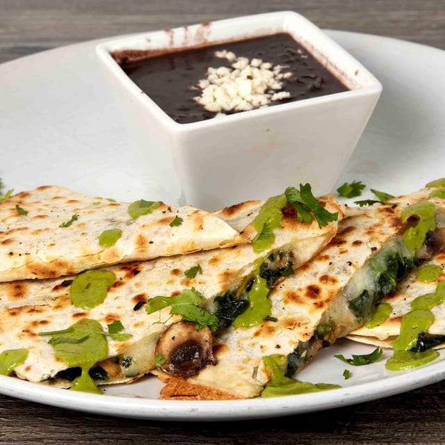 Spinach & Mushroom Quesadilla.